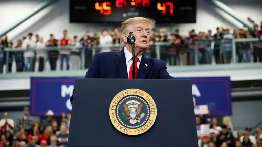 Crowd stunned silent as Trump speeds through his affordability routine at Alaska rally