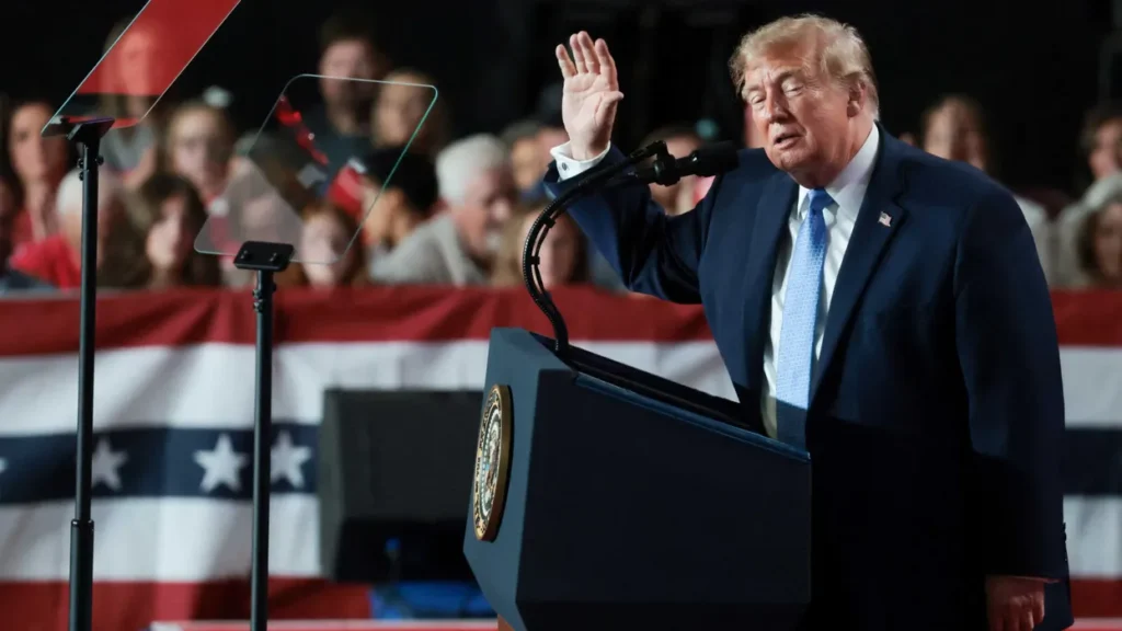 Dismayed Trump snaps at protester interrupting rally: ‘I was just at the punchline!’