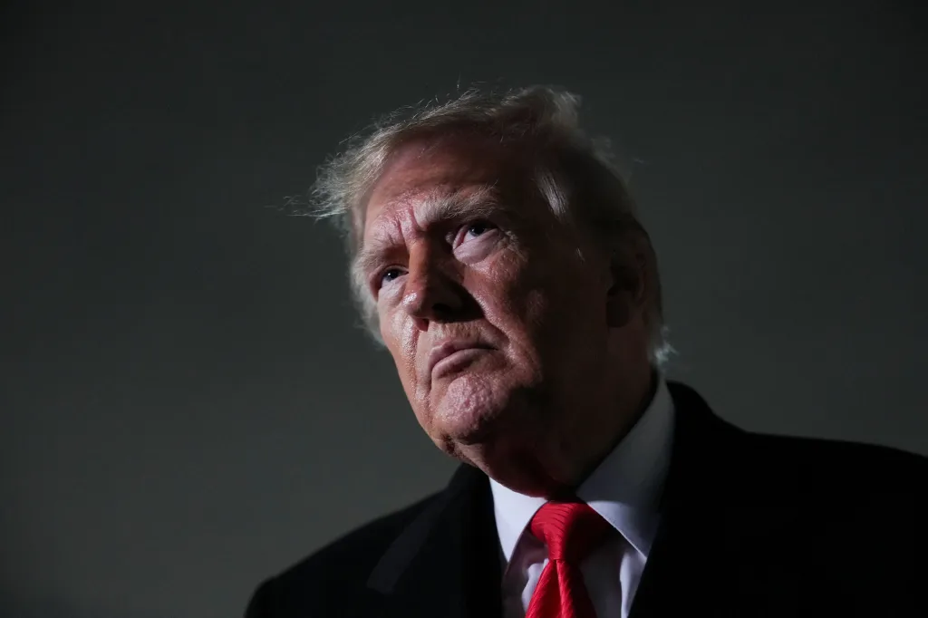 U.S. President Donald Trump speaks to the media at Joint Base Andrews.
