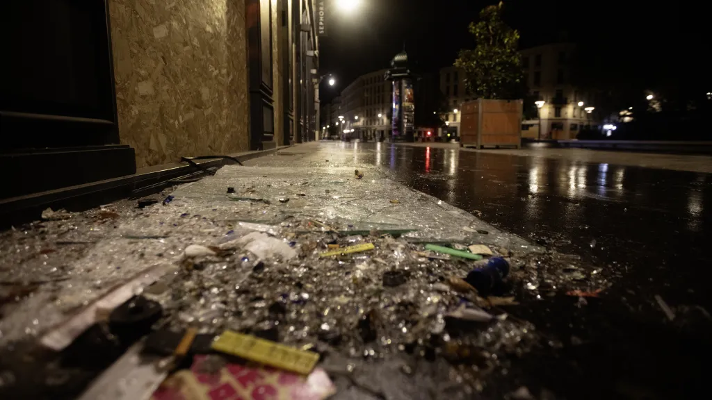 A view of a street is seen during a curfew in Lyon, France on Monday.