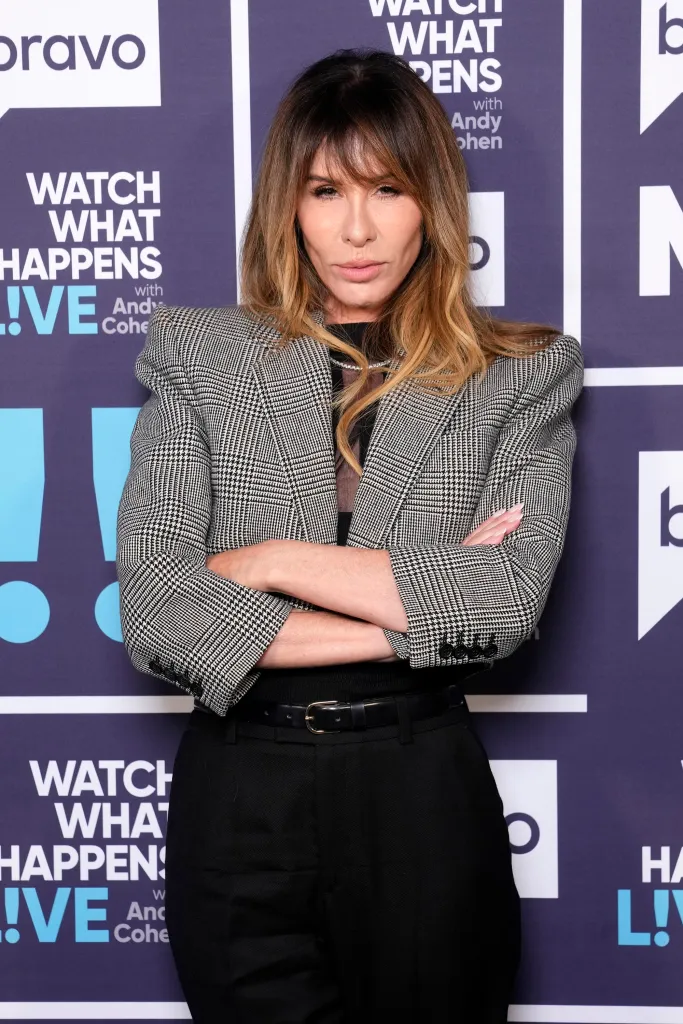 Carole Radziwill posing on Watch What Happens Live with Andy Cohen.