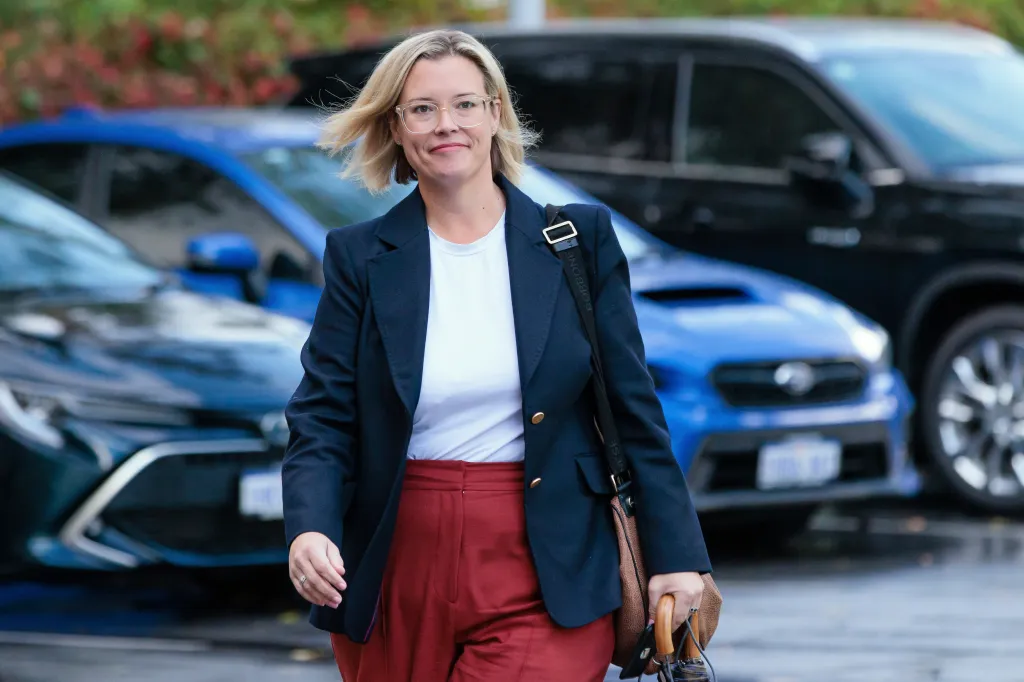 Western Australian state government minister Hannah Beazley arrives for a Labor caucus meeting in Perth, Australia.