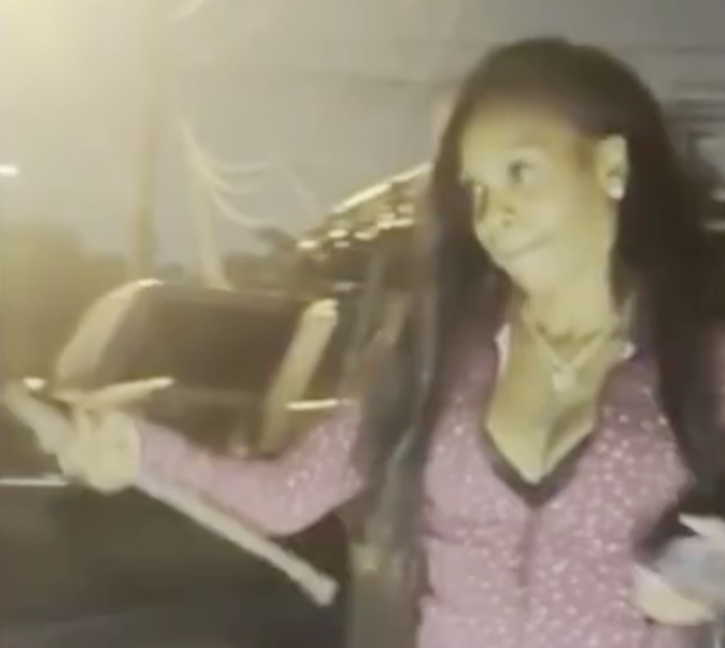 A woman who allegedly attacked Samantha Baez-Vargas with a crowbar.