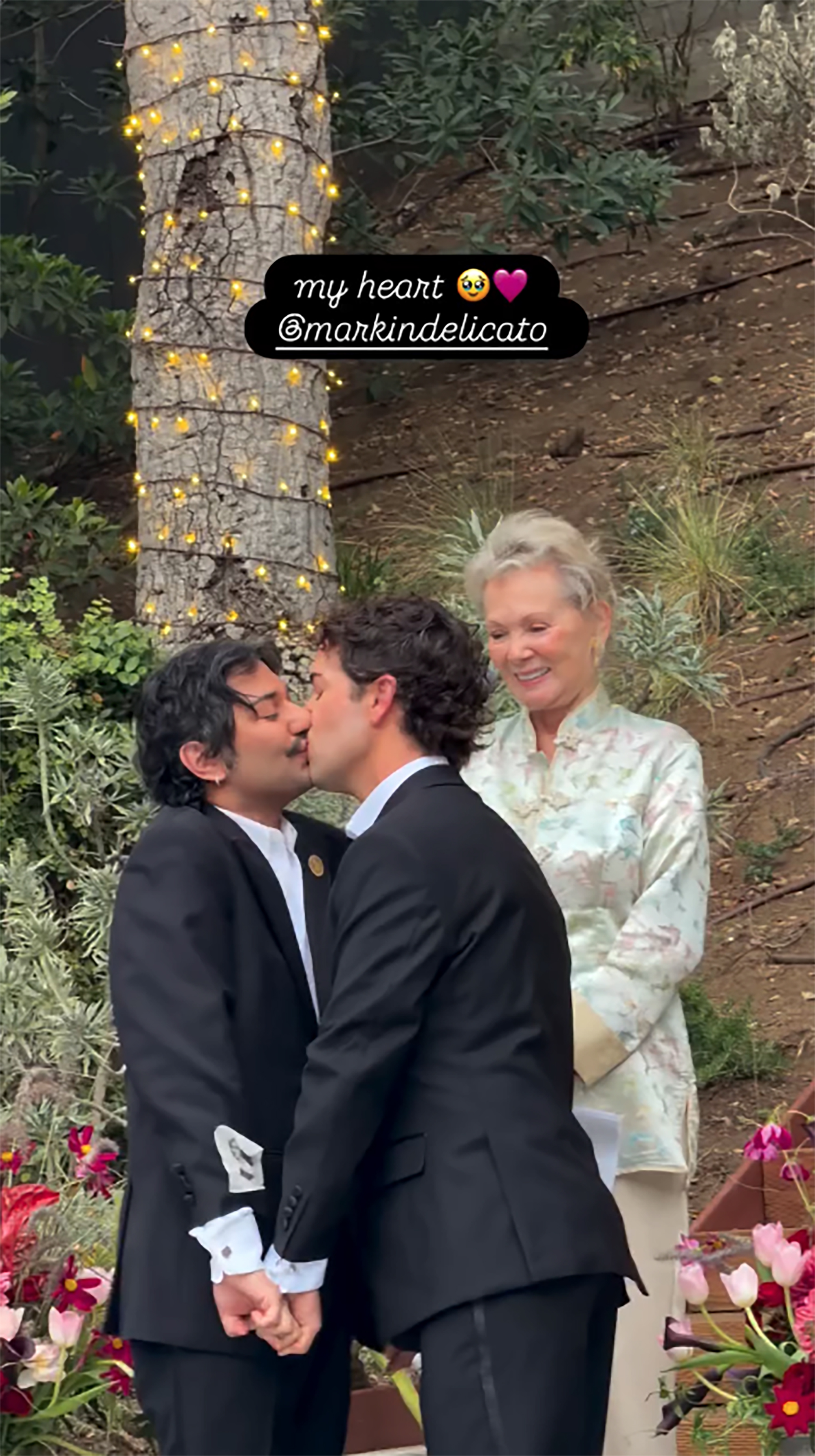 Jean Smart officiates Mark Indelicato's wedding, with the Hacks cast reuniting.