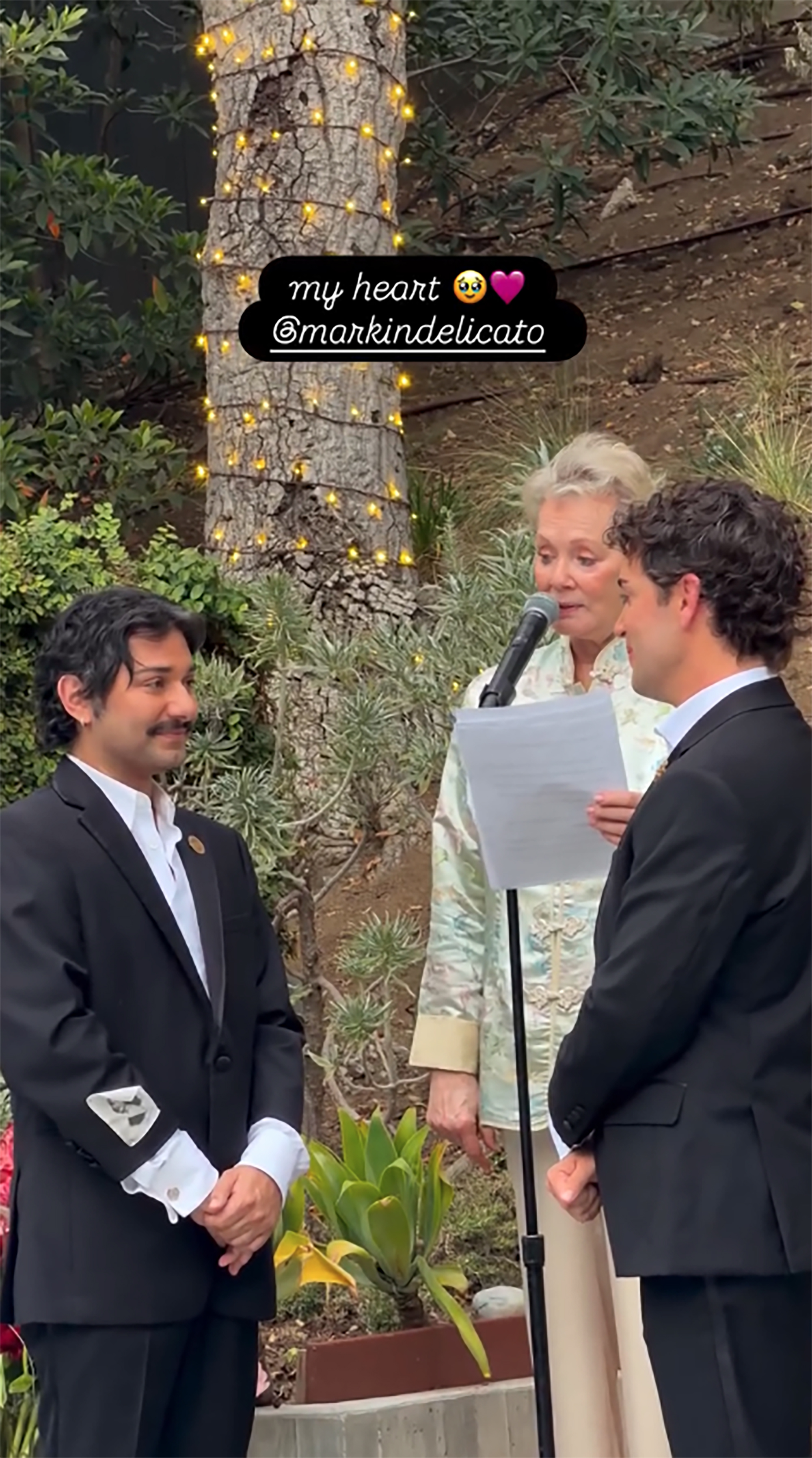 Jean Smart officiates Mark Indelicato’s wedding, with the Hacks cast reuniting.