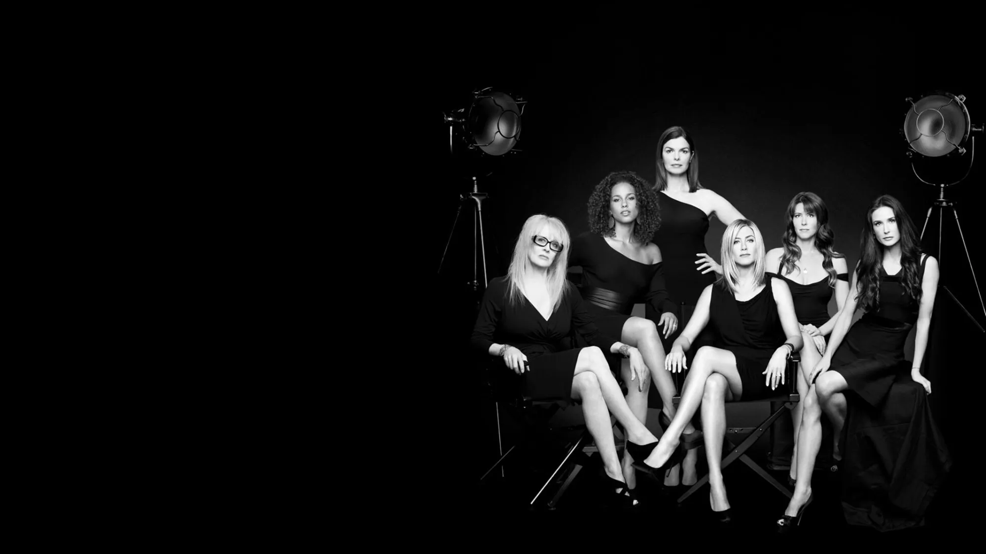 Black and white group portrait of the directors and cast members of the film 