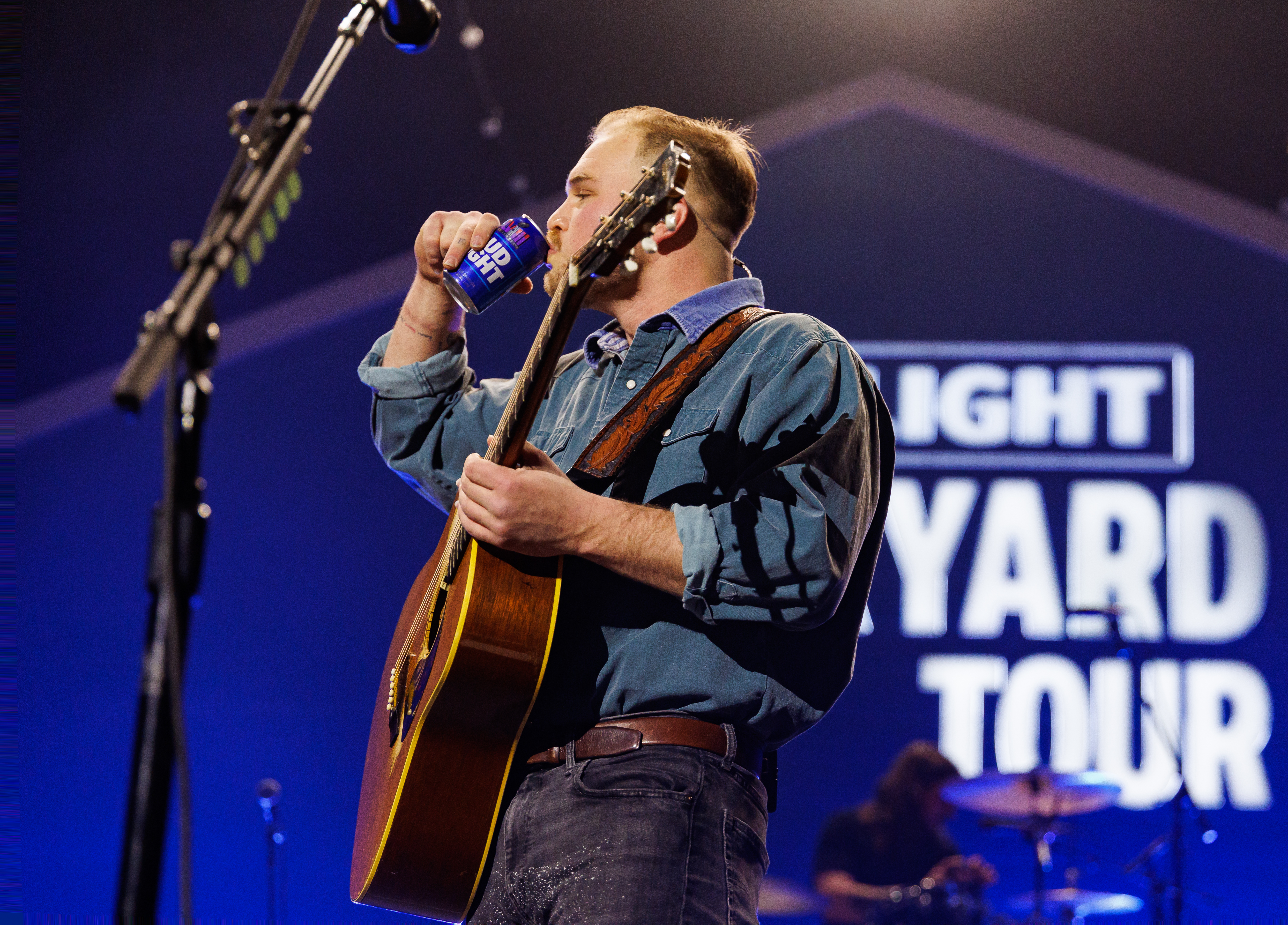 Zach Bryan at the Bud Light Backyard Tour featuring Zach Bryan with Leon Bridges held at The Chelsea on February 9, 2024 in Las Vegas, Nevada. 